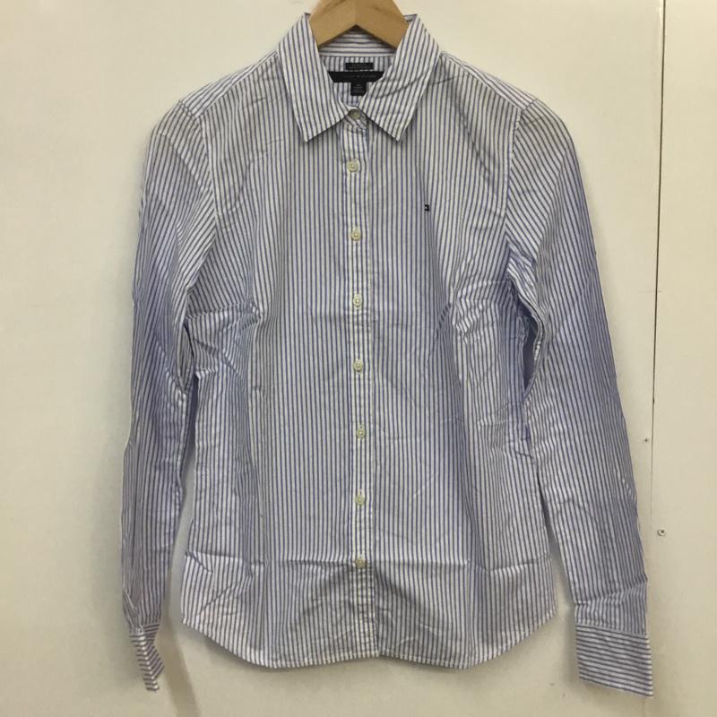 トミーヒルフィガー TOMMY HILFIGER シャツ、ブラウス 長袖 チェック XXS ストライプ 青 / ブルー / X 白 / ホワイト / レディース USED 古着 中古 10000006