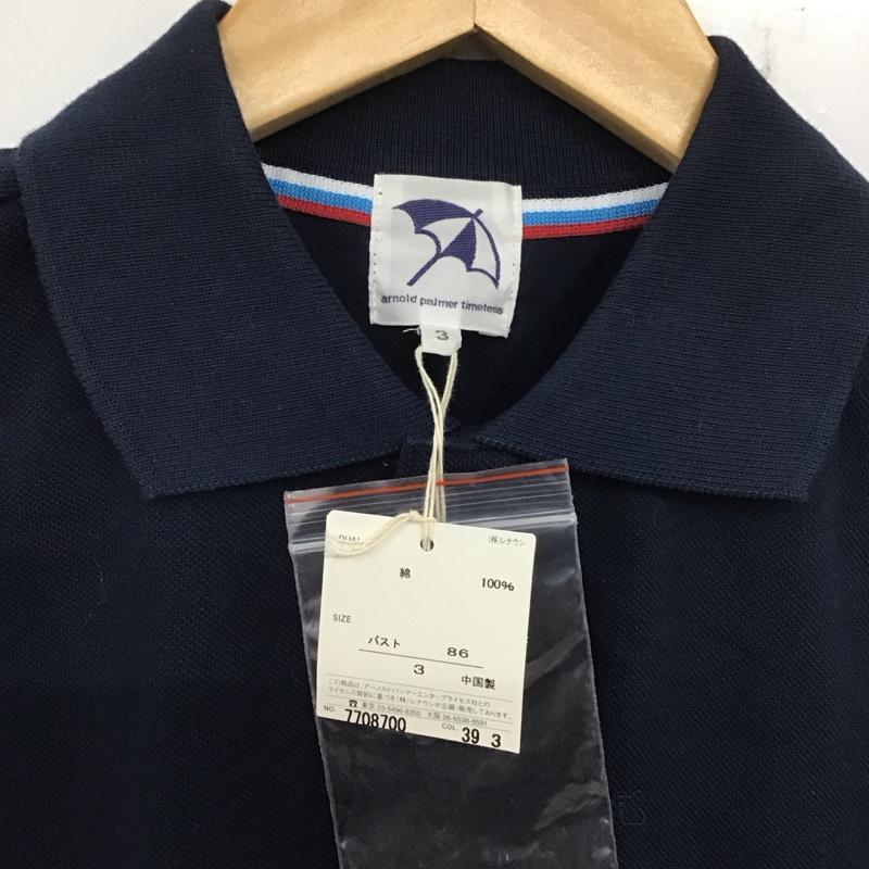 アーノルドパーマータイムレス arnold palmer timeless ポロシャツ 半袖 半袖ポロシャツ カラーシャツ 半袖カットソー 3 ロゴ、文字 紺 / ネイビー / レディース USED 古着 中古 10139639