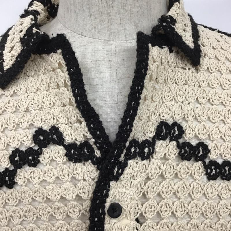 ザラ ZARA シャツ、ブラウス 半袖 半袖ニットシャツ 前開きニットカーディガン カラーシャツ L 総柄 黒 / ブラック / X ベージュ / ベージュ / メンズ USED 古着 中古 10108030