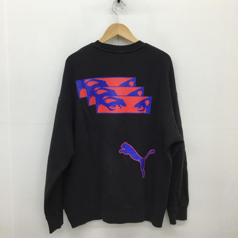 プーマ PUMA トレーナー 長袖 PUMA×PEAKS AND MINI スウェット L プリント 黒 / ブラック / X 青 / ブルー / X 赤 / レッド / メンズ USED 古着 中古 10136363