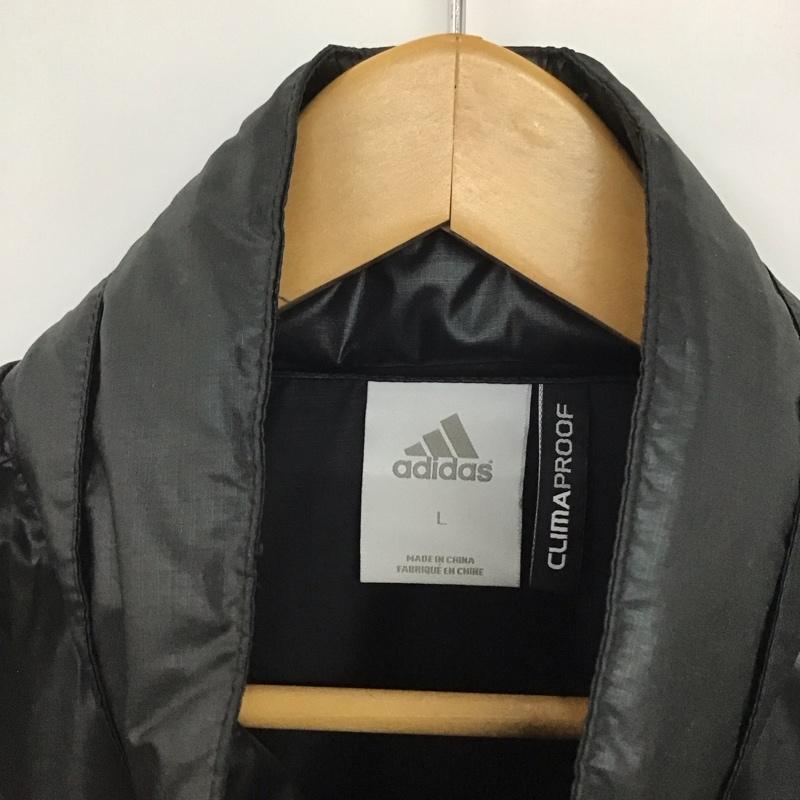 アディダス adidas ジャケット、上着 ジャケット、ブレザー p72945 ジップアップジャケット スポーツウェア アウター acミラン L ロゴ、文字 黒 / ブラック / メンズ USED 古着 中古 10132165