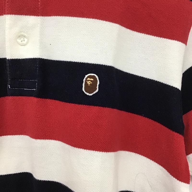 アベイシングエイプ A BATHING APE ポロシャツ 半袖 半袖ポロシャツ 半袖カットソー カラーシャツ S ボーダー柄 白 / ホワイト / X 赤 / レッド / X 紺 / ネイビー / メンズ USED 古着 中古 10131541