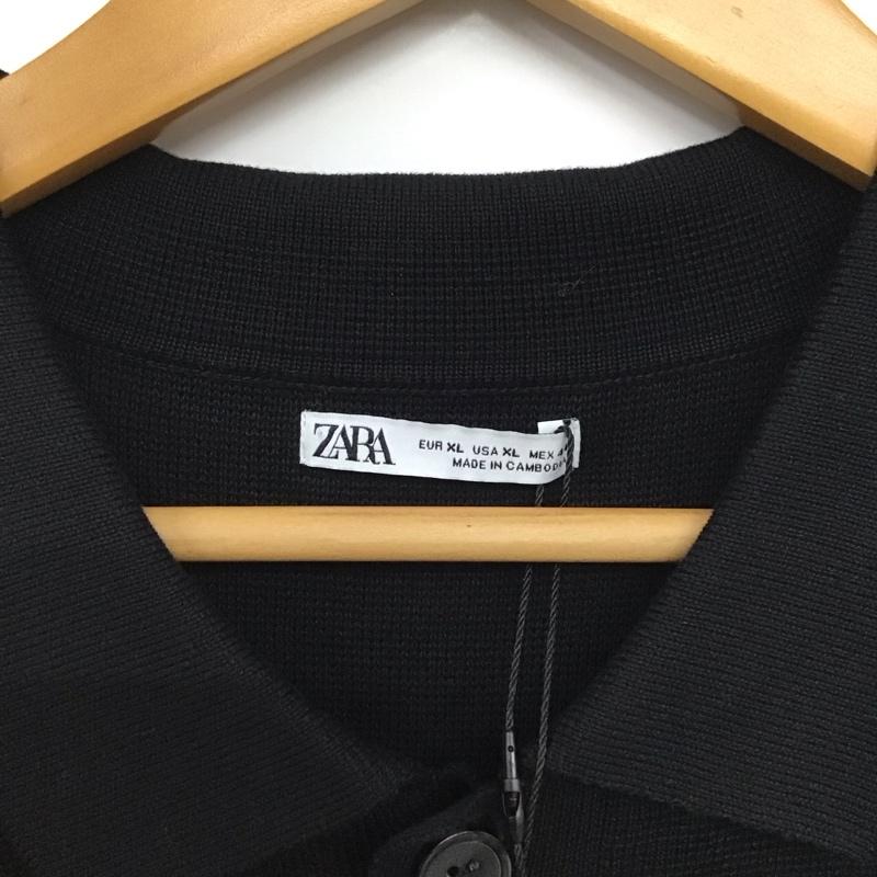 ザラ ZARA ポロシャツ 半袖 半袖ポロシャツ カラーシャツ 半袖カットソー XL 無地 黒 / ブラック / メンズ USED 古着 中古 10133345