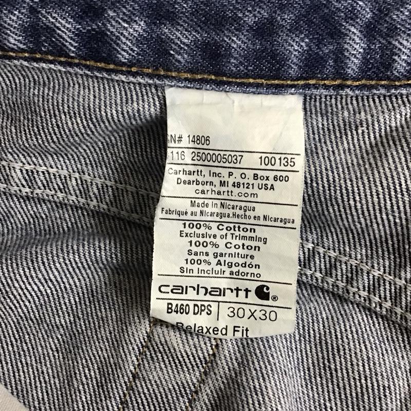 カーハート Carhartt パンツ デニム、ジーンズ デニムパンツ ストレートパンツ ワイドパンツ カジュアルパンツ 30インチ ロゴ、文字 インディゴ / インディゴ / メンズ USED 古着 中古 10119123