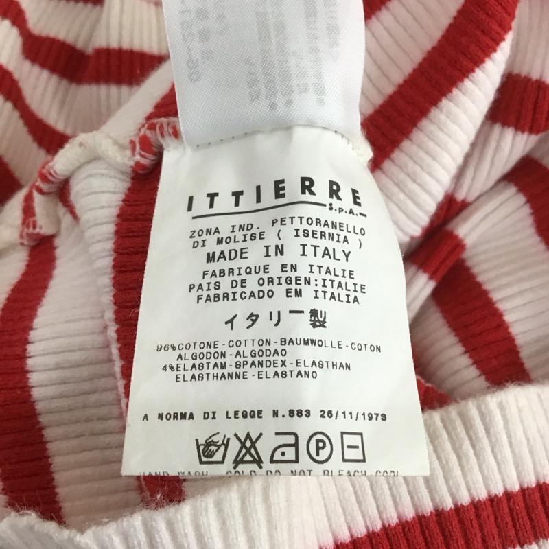 ドルチェアンドガッバーナ DOLCE&GABBANA カットソー 長袖 長袖カットソー タートルネックカットソー 長袖Tシャツ ロングスリーブカットソー 34 ボーダー柄 白 / ホワイト / X 赤 / レッド / レディース USED 古着 中古 10112094