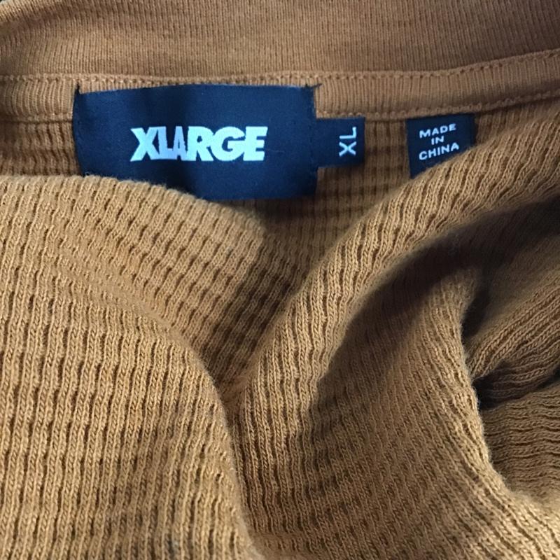エクストララージ XLARGE カットソー 長袖 プリント長袖カットソー ロングスリーブカットソー クルーネックカットソー ワッフル XL ロゴ、文字 茶 / ブラウン / メンズ USED 古着 中古 10105576