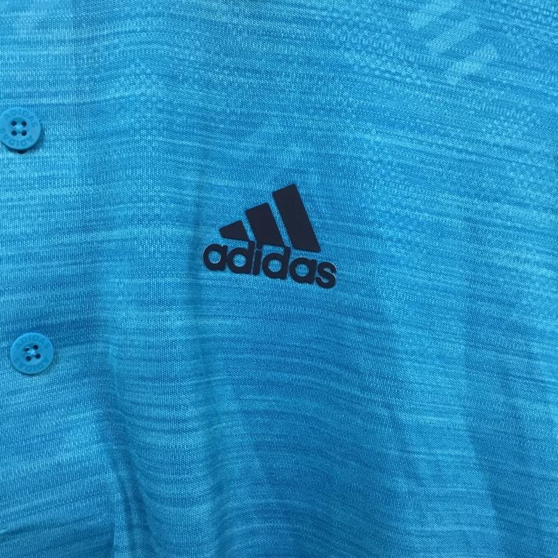 アディダス adidas ポロシャツ 長袖 EH3640 タグ付き L ロゴ、文字 水色 / ライトブルー / メンズ USED 古着 中古 10135697