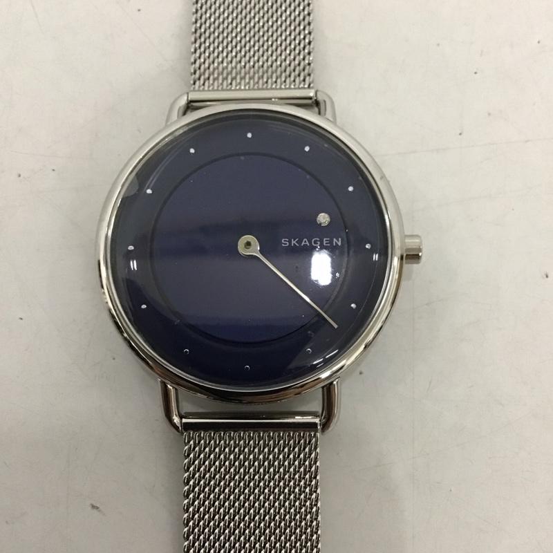 スカーゲン SKAGEN 腕時計 アナログ(クォーツ式) SKW2738 箱有 ロゴ、文字 銀 / シルバー / X 紺 / ネイビー / レディース USED 古着 中古 10134352