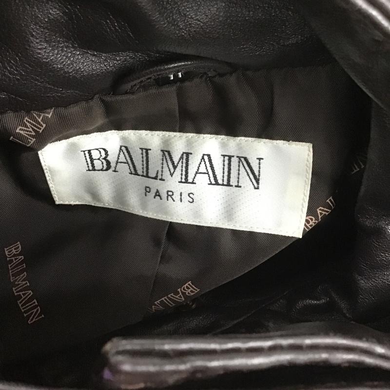 バルマン BALMAIN ジャケット、上着 ジャケット、ブレザー スタンドカラージャケット アウター カジュアルジャケット ラムレザー 無地 茶 / ブラウン / レディース USED 古着 中古 10106279