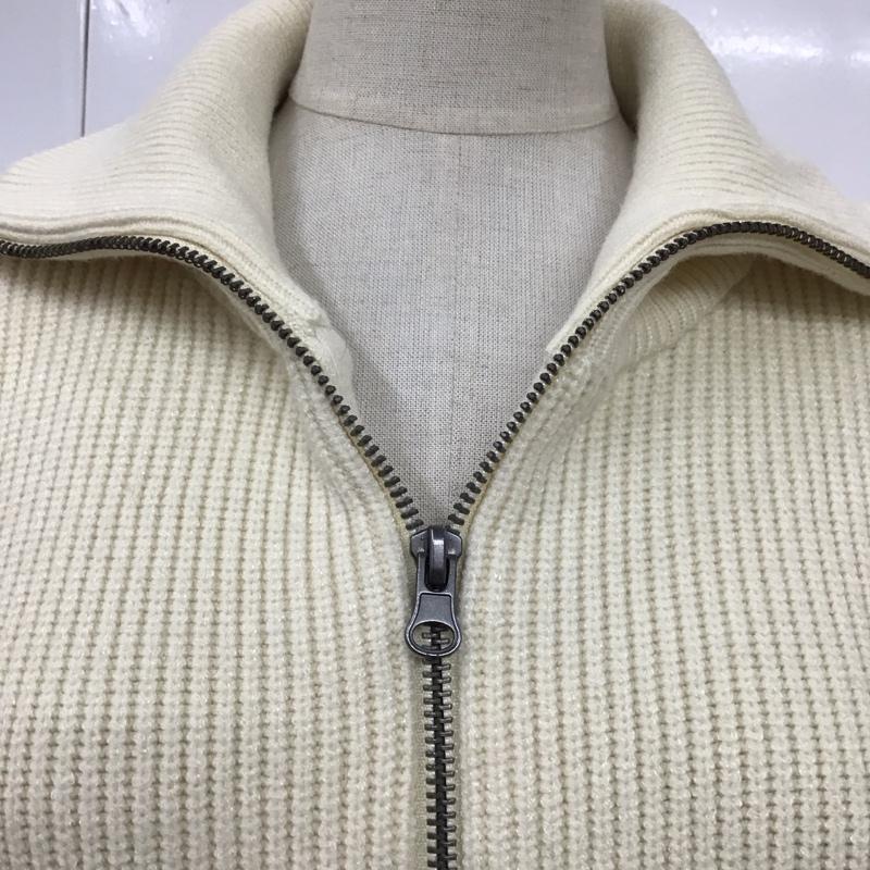 ザラ ZARA ベスト ベスト ニットベスト ノースリーブニット ジップアップネック M ボーダー柄 白 / ホワイト / レディース USED 古着 中古 10118590