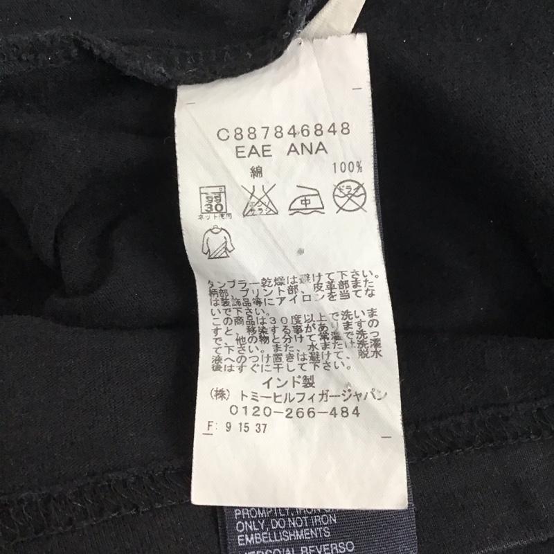 トミーヒルフィガー TOMMY HILFIGER Tシャツ 半袖 半袖カットソー プリントTシャツ クルーネックカットソー XL プリント 黒 / ブラック / メンズ USED 古着 中古 10134924