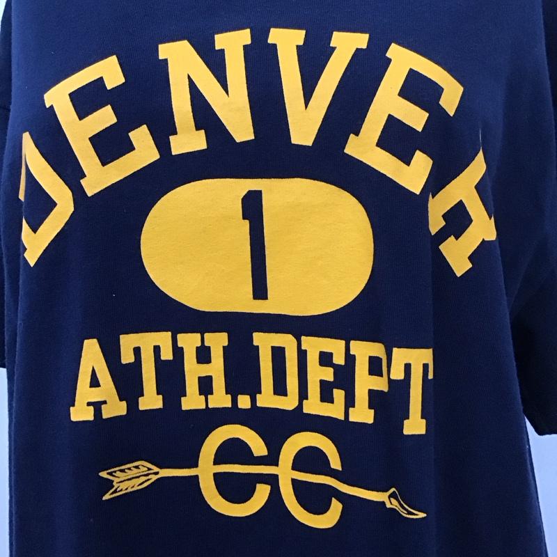 チャンピオン Champion ワンピース ひざ丈スカート CW-H310 カットソー 半袖 クルーネック Tシャツ M ロゴ、文字 紺 / ネイビー / レディース USED 古着 中古 10112169