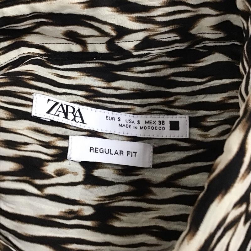ザラ ZARA シャツ、ブラウス 長袖 6365 487 042 S アニマル柄 黒 / ブラック / X 茶 / ブラウン / X オフホワイト / オフホワイト / レディース USED 古着 中古 10112623