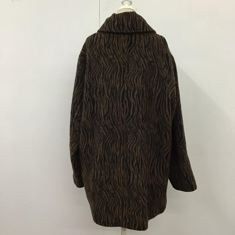 スライ SLY コート コート一般 030EAR30-6410 SOUTIEN COLLAR COAT FREE アニマル柄 茶 / ブラウン / X 黒 / ブラック / レディース USED 古着 中古 10119633