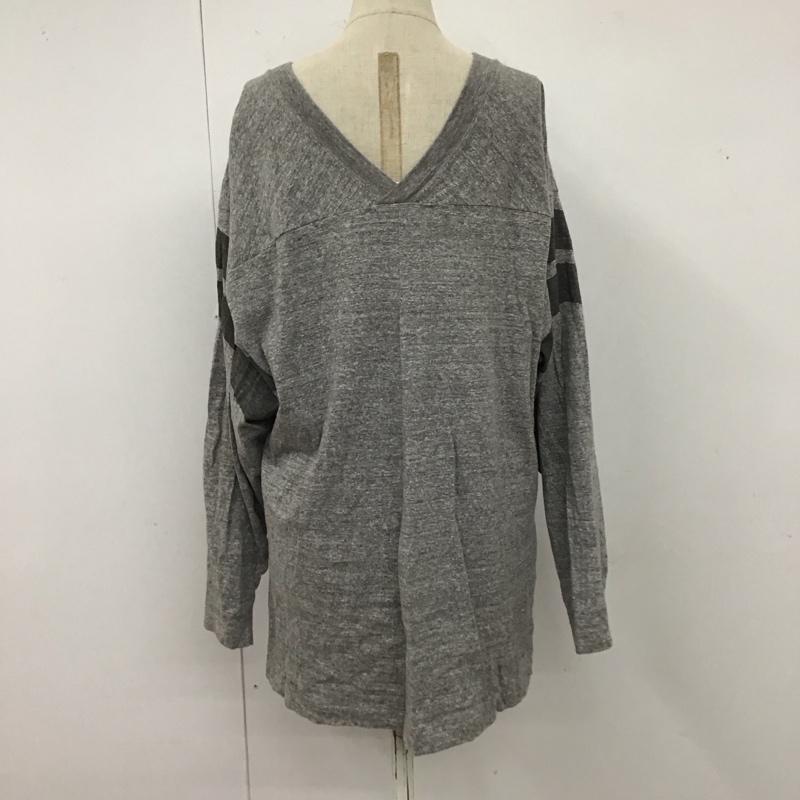 アメリカーナ AMERICANA カットソー 長袖 FOOT BALL TEE 後ろVネック丸胴 ワンポイント 灰 / グレー / レディース USED 古着 中古 10122465