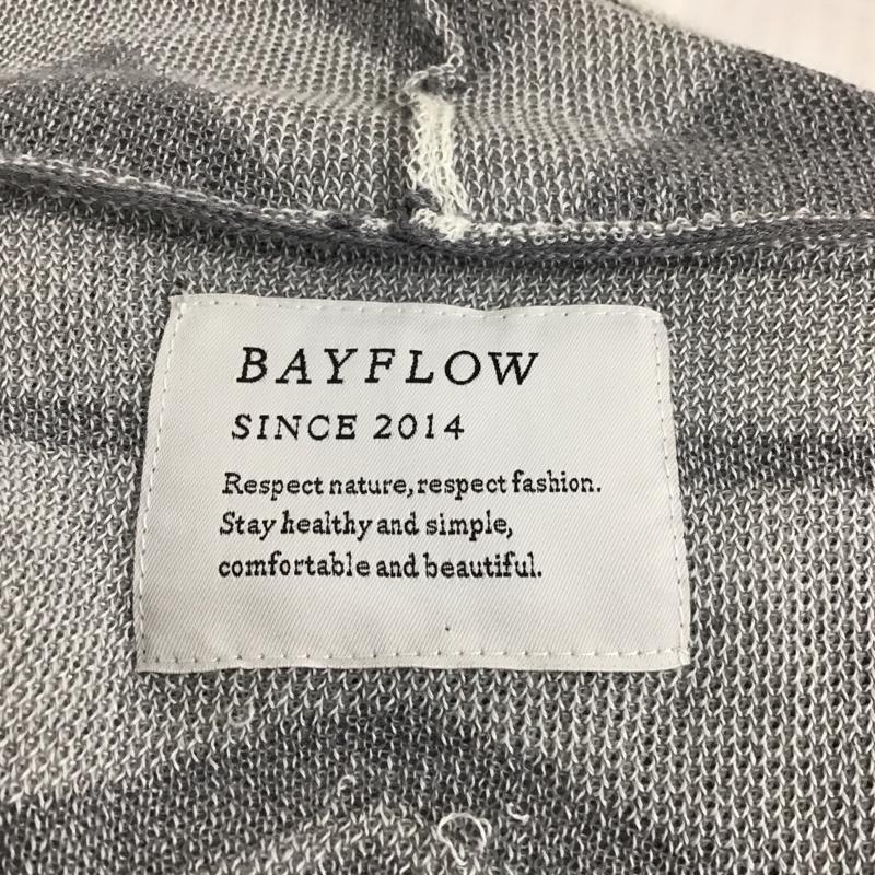 ベイフロー BAYFLOW カーディガン 長袖 長袖カーディガン フード付き ニット リブニット 前ボタン 2 プリント 灰 / グレー / メンズ USED 古着 中古 10116641