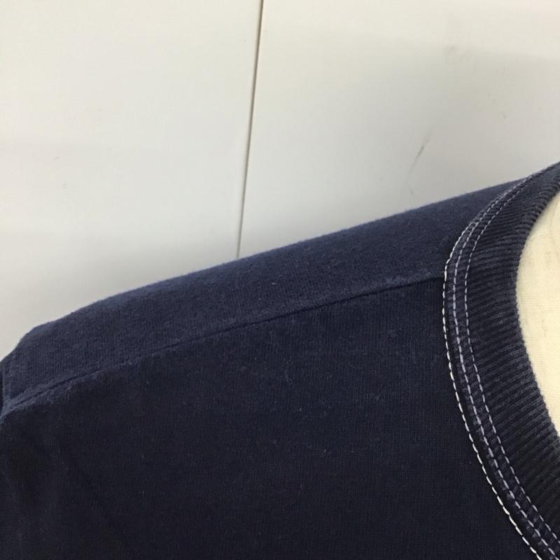 フラットヘッド The Flat Head Tシャツ 半袖 半袖カットソー プリントTシャツ クルーネックカットソー 38 ロゴ、文字 紺 / ネイビー /  メンズ USED 古着 中古 10113146