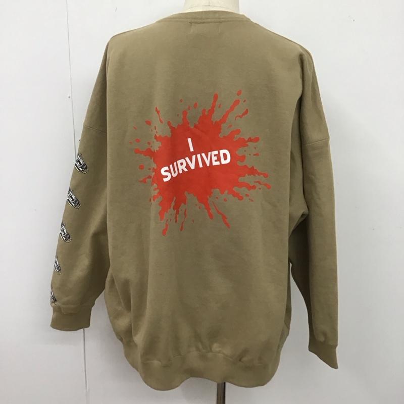 ヘッドグーニー HEADGOONIE トレーナー 長袖 長袖スウェット 長袖トレーナー リブカットソー 長袖カットソー プリントトレーナー XL プリント ベージュ / ベージュ / メンズ USED 古着 中古 10106702