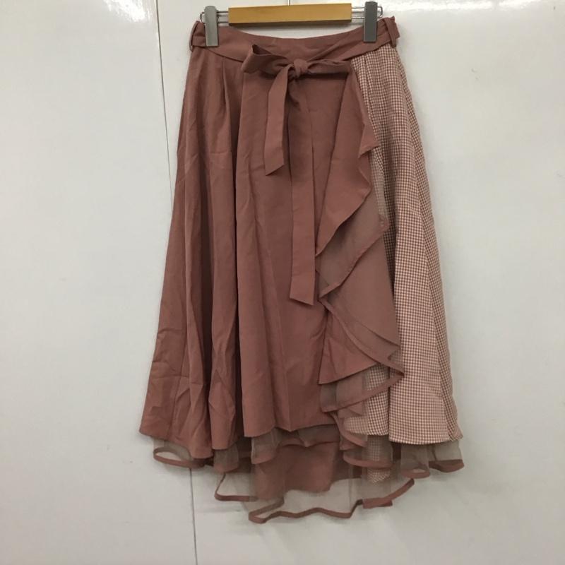アクシーズファム axes femme スカート ひざ丈スカート M 無地 X チェック 桃 / ピンク / レディース USED 古着 中古 10131918