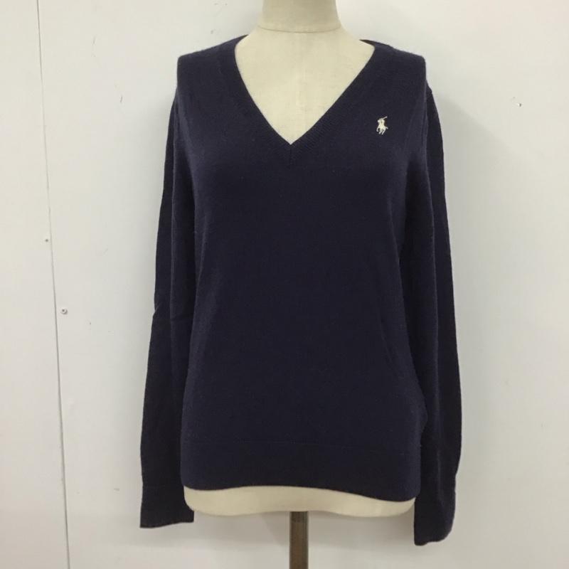 ポロラルフローレン POLO RALPH LAUREN ニット、セーター 長袖 ウール Vネック M ワンポイント 紺 / ネイビー / レディース USED 古着 中古 10122855