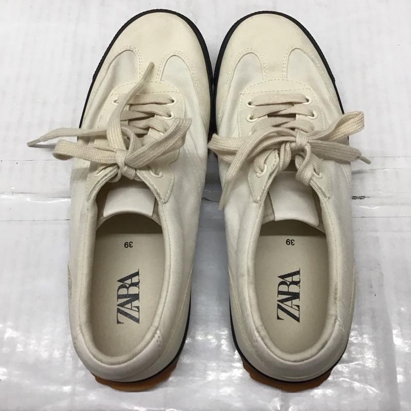 ザラ ZARA スニーカー スニーカー 5473 310 001 EU39 無地 アイボリー / アイボリー / X 黒 / ブラック / レディース USED 古着 中古 10119351