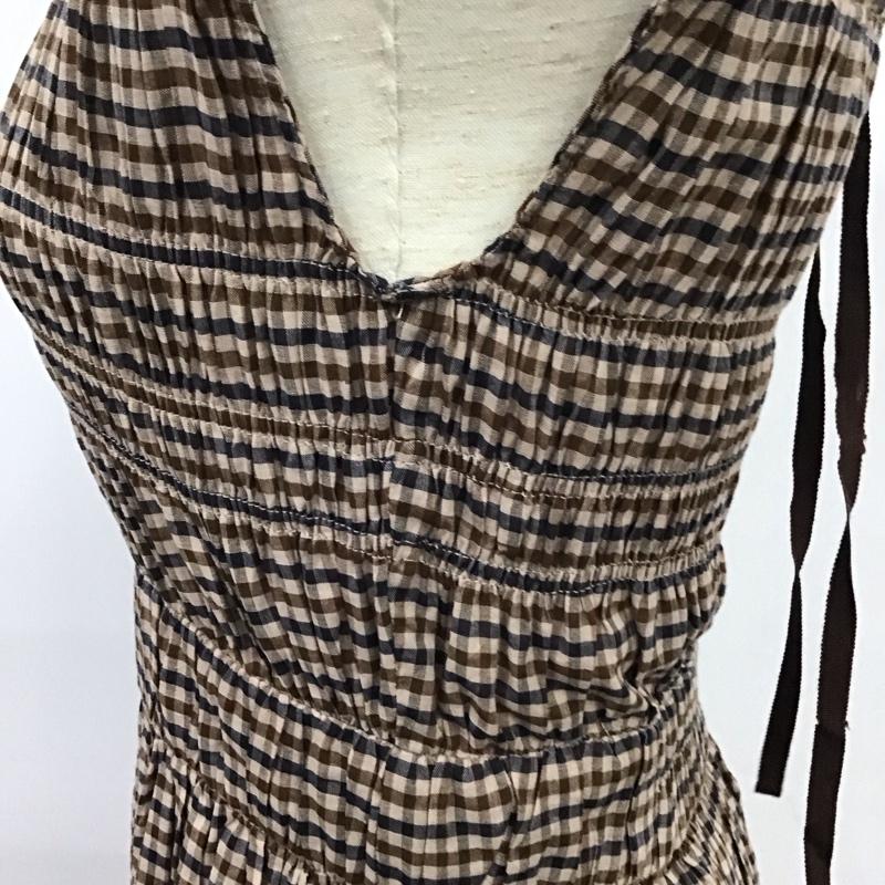 スナイデル SNIDEL ワンピース ロングスカート SWFO194021 シャーリングノースリワンピース 0 チェック ベージュ / ベージュ /  レディース USED 古着 中古 10133372