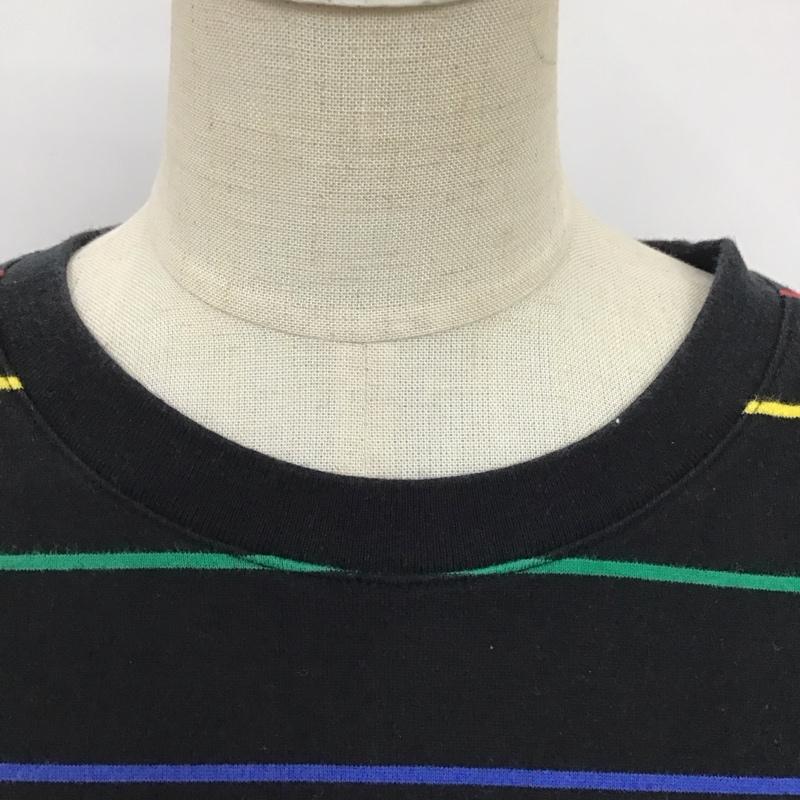 エックスガール X-girl ワンピース ひざ丈スカート 105201041011 MULTI STRIPED HS TEE DRESS マルチボーダー カットソー M ロゴ、文字 黒 / ブラック / レディース USED 古着 中古 10116190