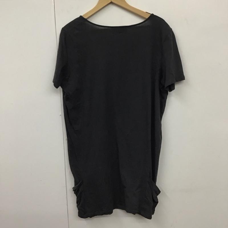 ディーゼル DIESEL Tシャツ 半袖 Uネック ロング丈 XS プリント チャコールグレー / チャコールグレー / レディース USED 古着 中古 10130592