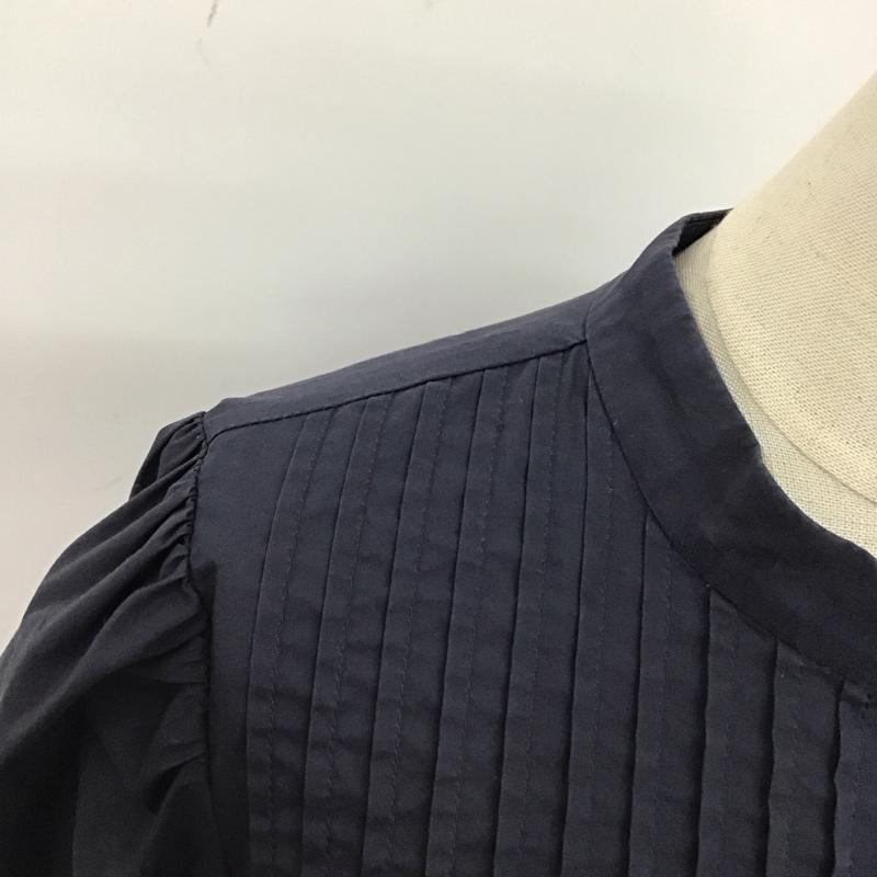 グリーンレーベルリラクシング green label relaxing シャツ、ブラウス 長袖 3511-137-1384 タフタ ピンタック ブラウス プルオーバー 無地 紺 / ネイビー / レディース USED 古着 中古 10122583