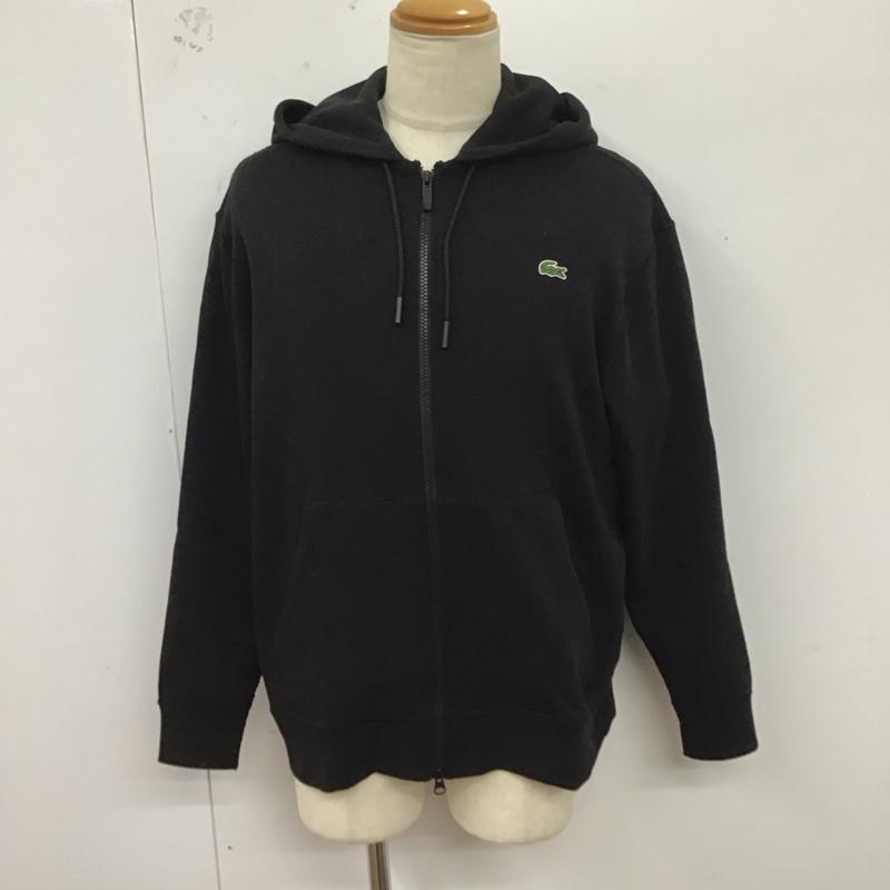 ラコステ LACOSTE パーカー 長袖 長袖パーカー ジップアップパーカー スウェット 6 ロゴ、文字 黒 / ブラック /  メンズ USED 古着 中古 10124925