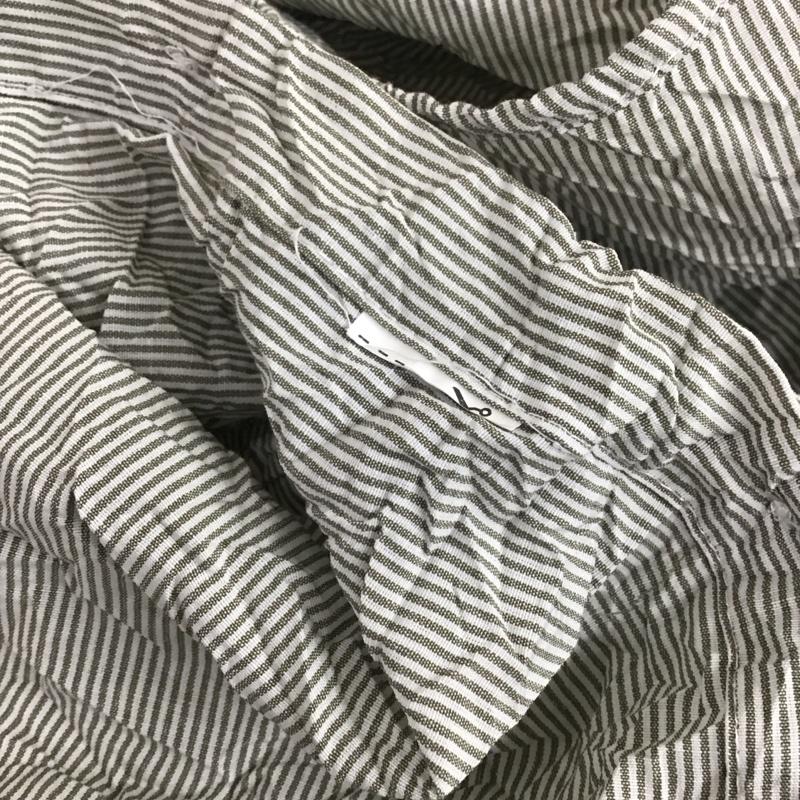ザラベーシック ZARA BASIC カットソー 半袖 ノースリーブシャツ ストライプシャツ 前開きシャツ M ストライプ カーキ / カーキ / レディース USED 古着 中古 10117830