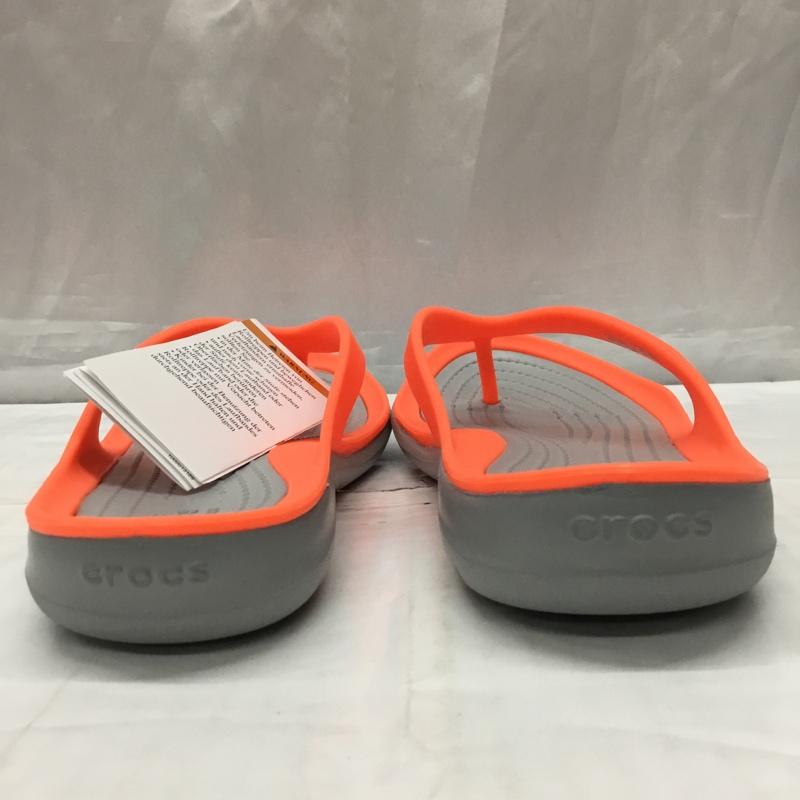 クロックス crocs サンダル サンダル 204974-6PK Swiftwater Flips 22cm ビーチサンダル 22.0cm ロゴ、文字 灰 / グレー / X 橙 / オレンジ / レディース USED 古着 中古 10110650