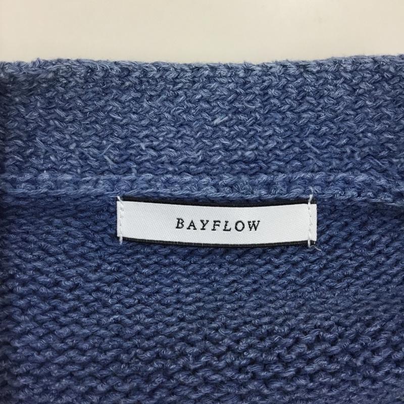 ベイフロー BAYFLOW カーディガン 長袖 長袖カーディガン 長袖カットソー ノーカラージャケット 前開カーディガン 2 無地 青 / ブルー / レディース USED 古着 中古 10118058