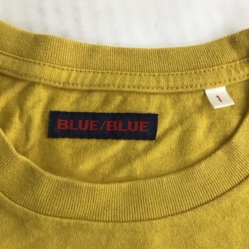 ブルーブルー BLUE BLUE Tシャツ 半袖 クルーネック フラッグ S ロゴ、文字 マスタード / マスタード / レディース USED 古着 中古 10110859