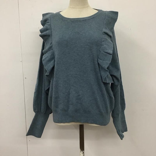 ローリーズファーム LOWRYS FARM ニット、セーター 長袖 LF621282AD 肩フリル FREE 無地 青 / ブルー /  レディース USED 古着 中古 10110969
