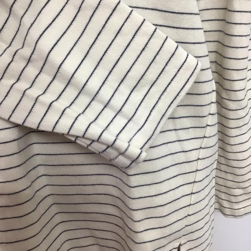 ラコステ LACOSTE カットソー 長袖 長袖カットソー クルーネックカットソー ロングスリーブカットソー ボーダー 38 ロゴ、文字 X ボーダー柄 白 / ホワイト /  レディース USED 古着 中古 10109951