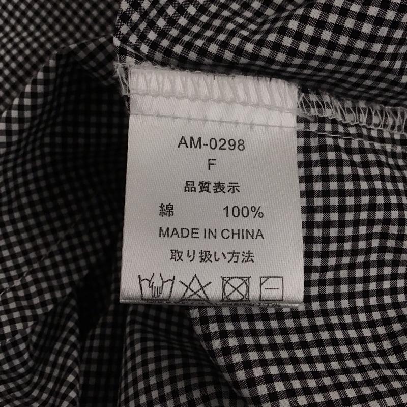ひより HIYORI ワンピース ロングスカート AM-0298 バンドカラー シャツワンピース FREE チェック 白 / ホワイト / X 黒 / ブラック / レディース USED 古着 中古 10123042