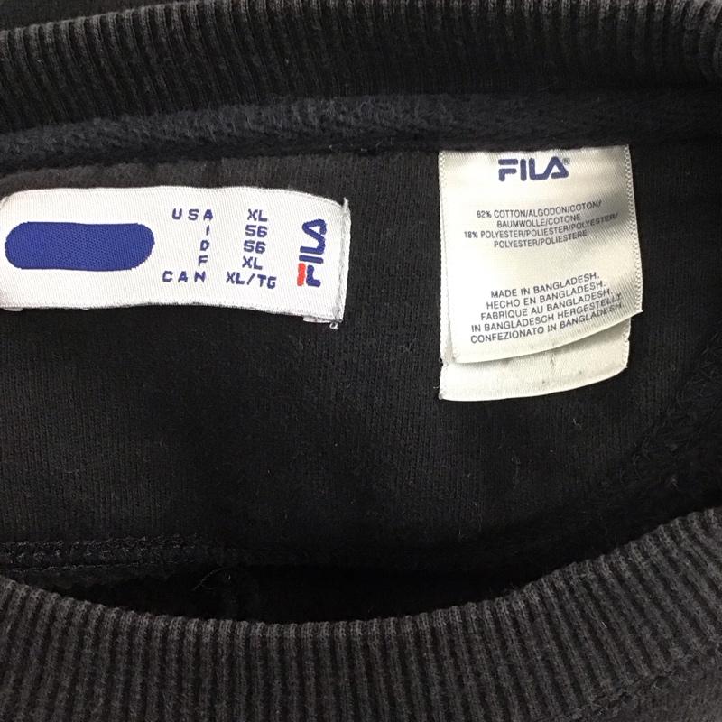フィラ FILA トレーナー 長袖 XL 無地 黒 / ブラック / メンズ USED 古着 中古 10111685