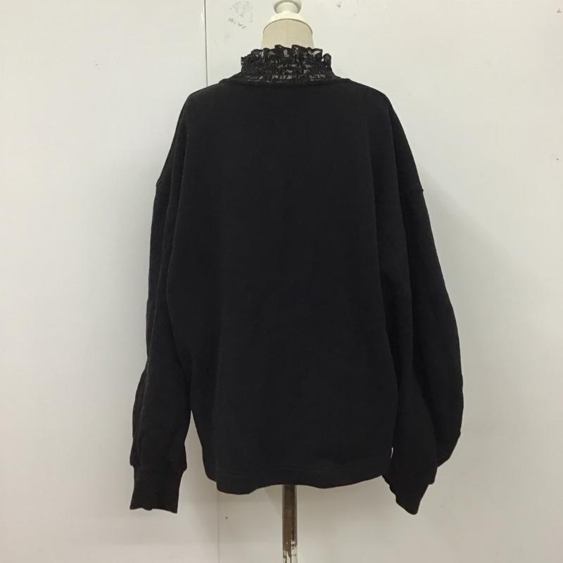 ザラ ZARA トレーナー 長袖 長袖トレーナー スウェット スタンドネック リブスウェットカットソー L 無地 黒 / ブラック / レディース USED 古着 中古 10122505