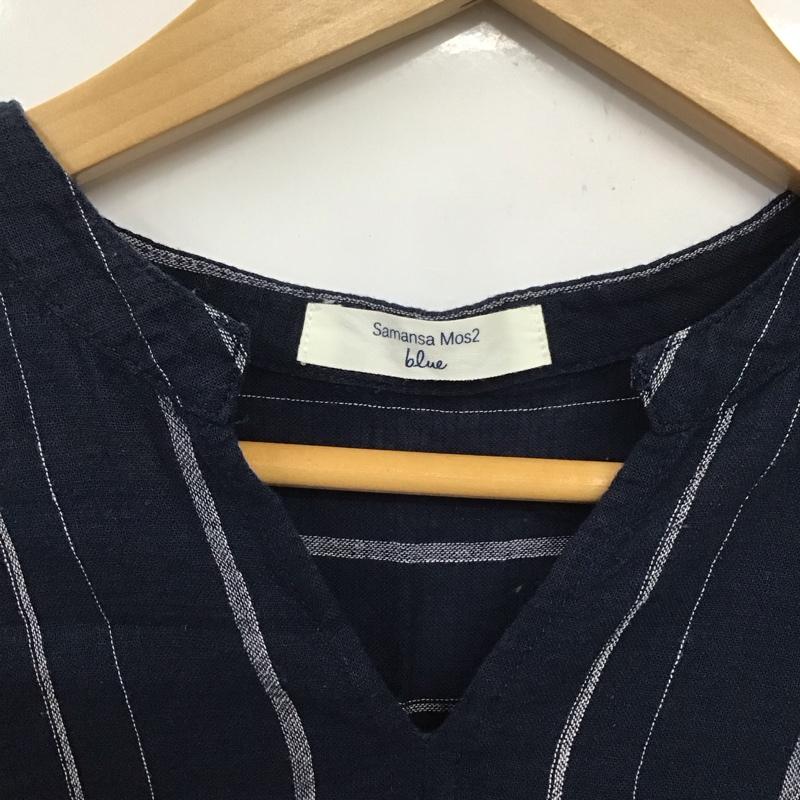 サマンサモスモスブルー Samansa Mos2 blue カットソー 半袖 FREE ストライプ マルチカラー / マルチカラー / レディース USED 古着 中古 10133789