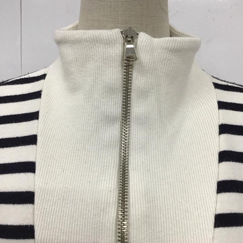 ザラ ZARA トレーナー 長袖 ハーフジップ M ボーダー柄 白 / ホワイト / レディース USED 古着 中古 10121326