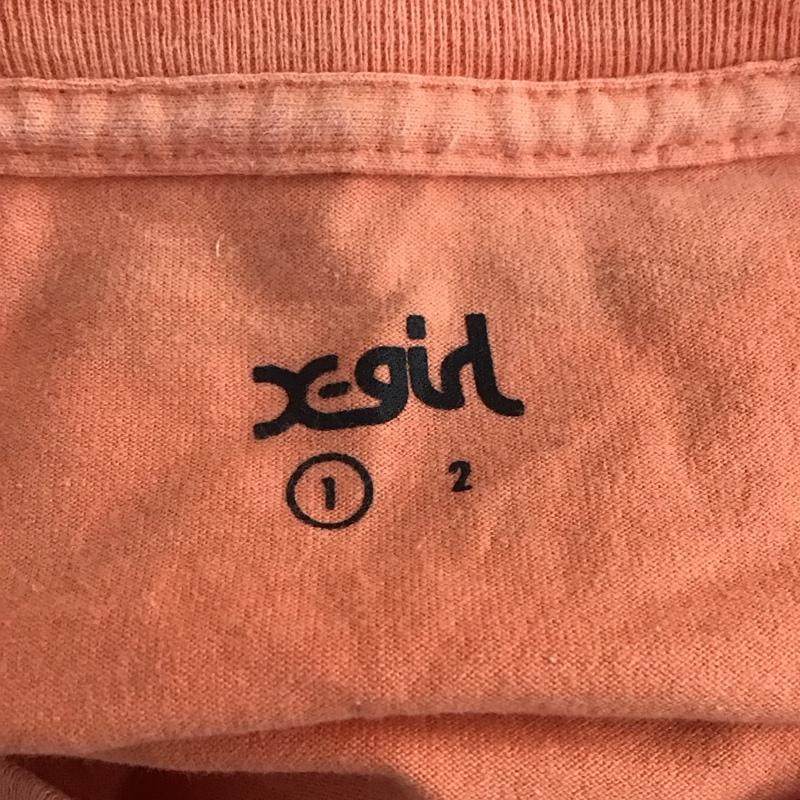 エックスガール X-girl Tシャツ 長袖 05184110 クルーネック バックプリント 1 ロゴ、文字 橙 / オレンジ / レディース USED 古着 中古 10109709