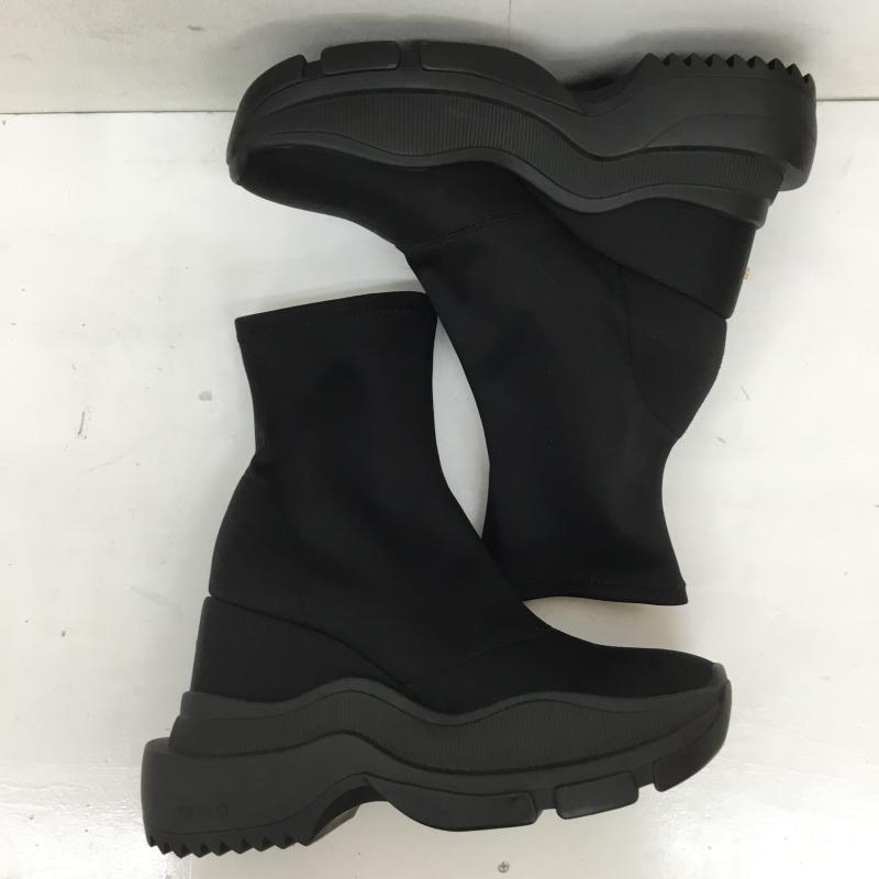 イエロー YELLO ブーツ ショートブーツ DOUBLE SNEAKER SHORT BOOTS M プリント 黒 / ブラック / レディース USED 古着 中古 10133472