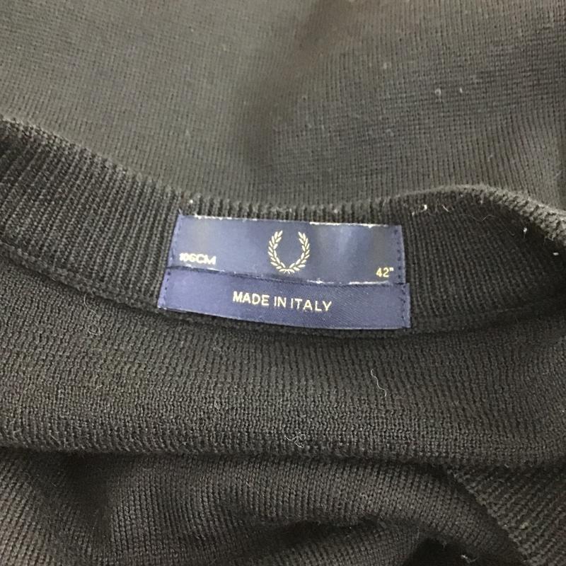 フレッドペリー FRED PERRY ニット、セーター 長袖 Vネック 42 黒 / ブラック / メンズ USED 古着 中古 10106063
