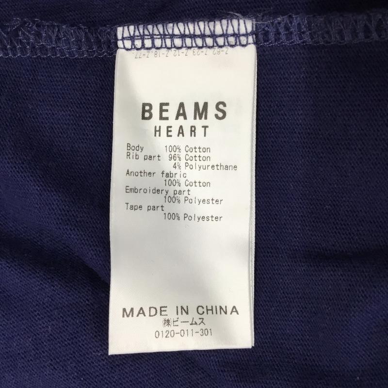 ビームス ハート BEAMS HEART ポロシャツ 長袖 42-14-0274-147 KANGOL 天竺 ビッグ ラガーシャツ L ワンポイント 紺 / ネイビー / メンズ USED 古着 中古 10118975