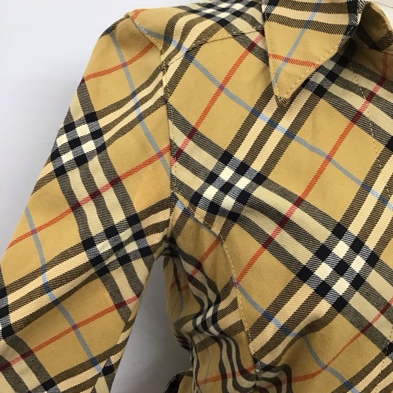 バーバリーブルーレーベル BURBERRY BLUE LABEL ワンピース ひざ丈スカート FMF61-609 ノバチェック 七分袖 スキッパーシャツワンピース ベルト付き 38 ワンポイント ベージュ / ベージュ / レディース USED 古着 中古 10124977