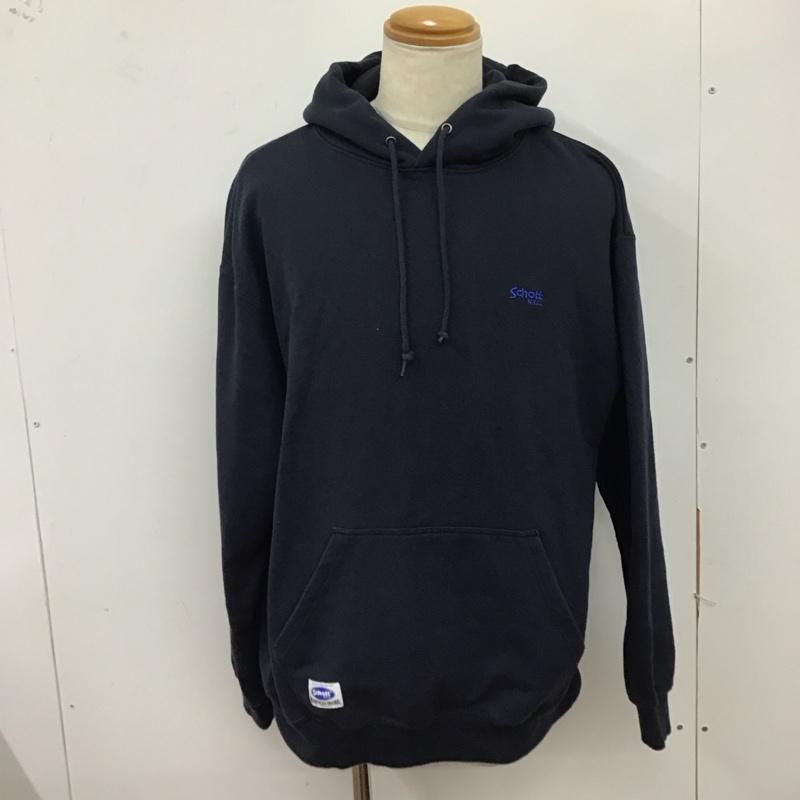 ショット schott パーカー 長袖 長袖パーカー プルオーバーパーカー スウェット XL ロゴ、文字 紺 / ネイビー /  メンズ USED 古着 中古 10124910
