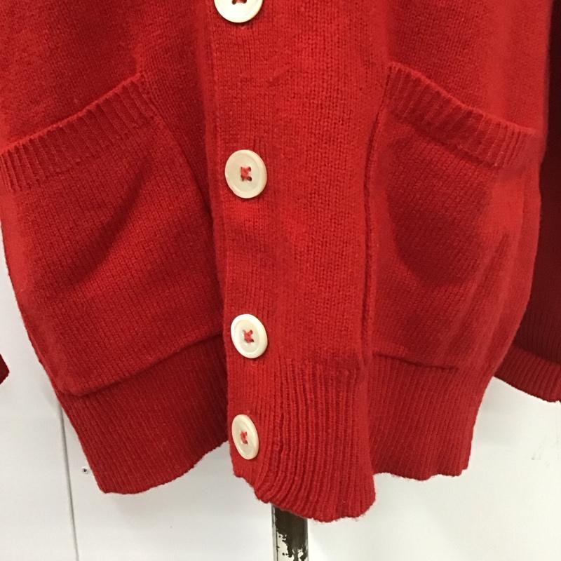 ラルフローレン RALPHLAUREN カーディガン 長袖 長袖ニットカーディガン 前ボタン ノーカラー M 無地 赤 / レッド / レディース USED 古着 中古 10126943