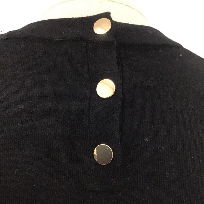 ザラ ZARA ニット、セーター 半袖 半袖ニットカットソー クルーネックカットソー 半袖セーター M 無地 黒 / ブラック /  レディース USED 古着 中古 10110444