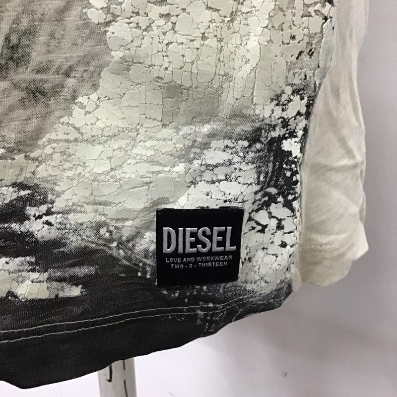 ディーゼル DIESEL Tシャツ 半袖 フレンチスリーブ XS 総柄 ベージュ / ベージュ / X 黒 / ブラック / レディース USED 古着 中古 10114460